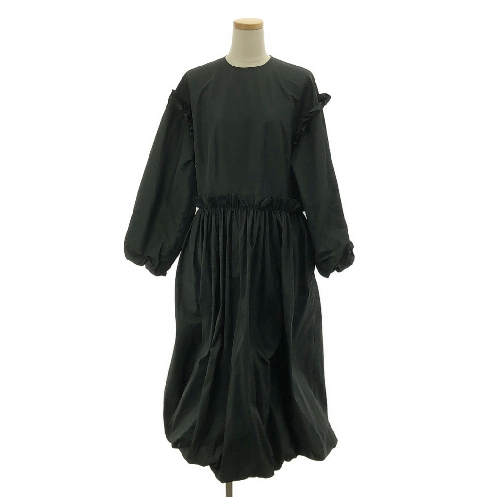 【美品】  noir kei ninomiya / ノワールケイニノミヤ | 2023AW | ポリエステル 立体 ギャザー ボリューム ドレス ワンピース | S | ブラック | レディース