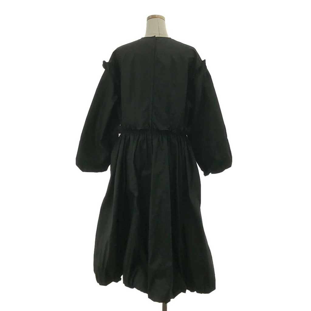 【美品】  noir kei ninomiya / ノワールケイニノミヤ | 2023AW | ポリエステル 立体 ギャザー ボリューム ドレス ワンピース | S | ブラック | レディース