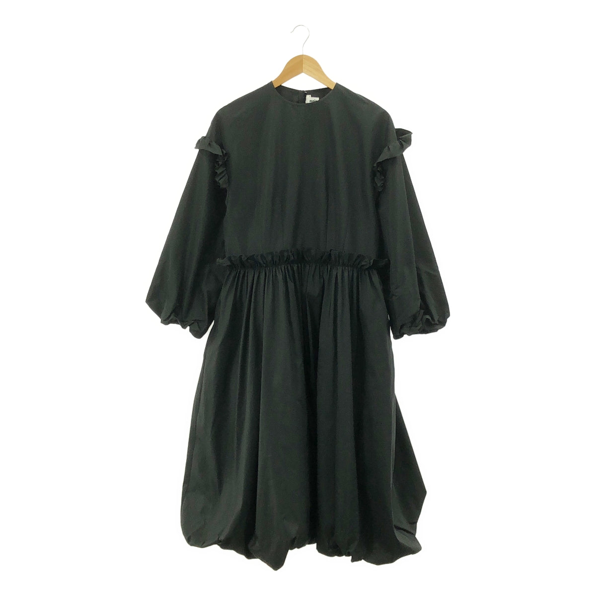 【美品】  noir kei ninomiya / ノワールケイニノミヤ | 2023AW | ポリエステル 立体 ギャザー ボリューム ドレス ワンピース | S | ブラック | レディース
