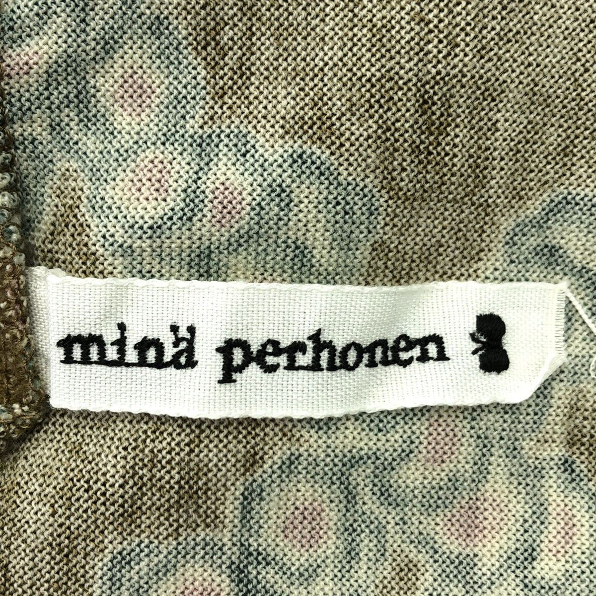 mina perhonen | 花瓣格紋 / 花瓣格紋全印花圓領上衣 | 尺寸 38 | 棕色 | 女款