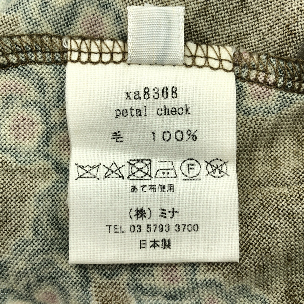 mina perhonen | 花瓣格紋 / 花瓣格紋全印花圓領上衣 | 尺寸 38 | 棕色 | 女款