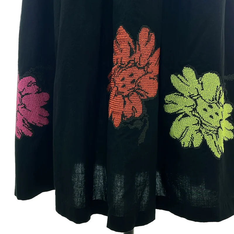 tao COMME des GARCONS / タオコムデギャルソン | 2023SS | フラワー エンブロイダリー ドローストリング ギャザー スカート | M | レディース