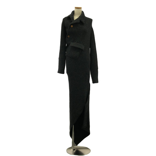 COMME des GARCONS / コムデギャルソン | 2002AW | ウール 変形 捻れ リブ アシンメトリー ロングカーディガン | M | レディース