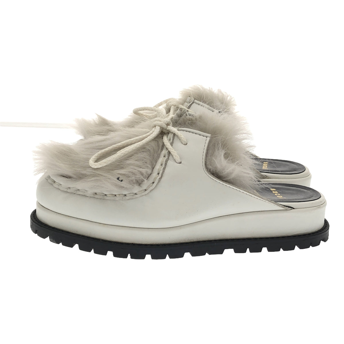 sacai / Sacai | Fur-trimmed leather lace-up sandals / Vibram sole | 36 |