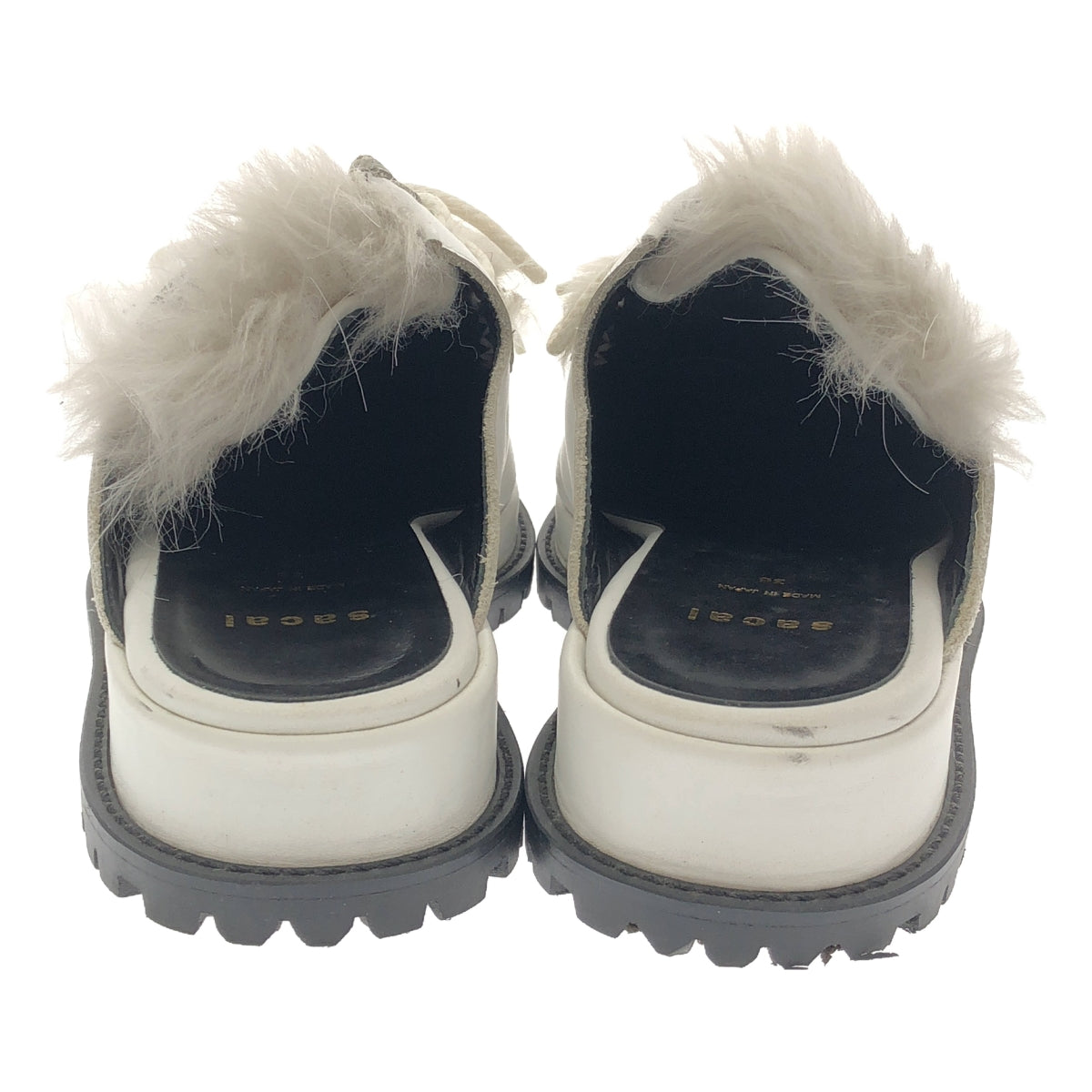 sacai / Sacai | Fur-trimmed leather lace-up sandals / Vibram sole | 36 |