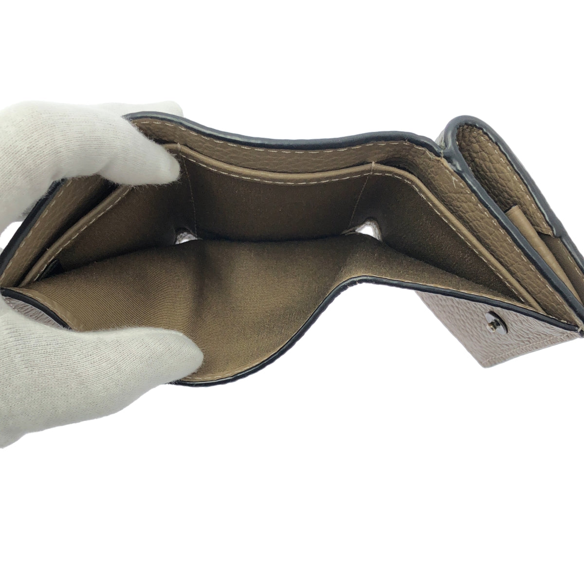 [狀況良好] COACH | 皮革小巧三折皮夾 | 卡其色 | 女款