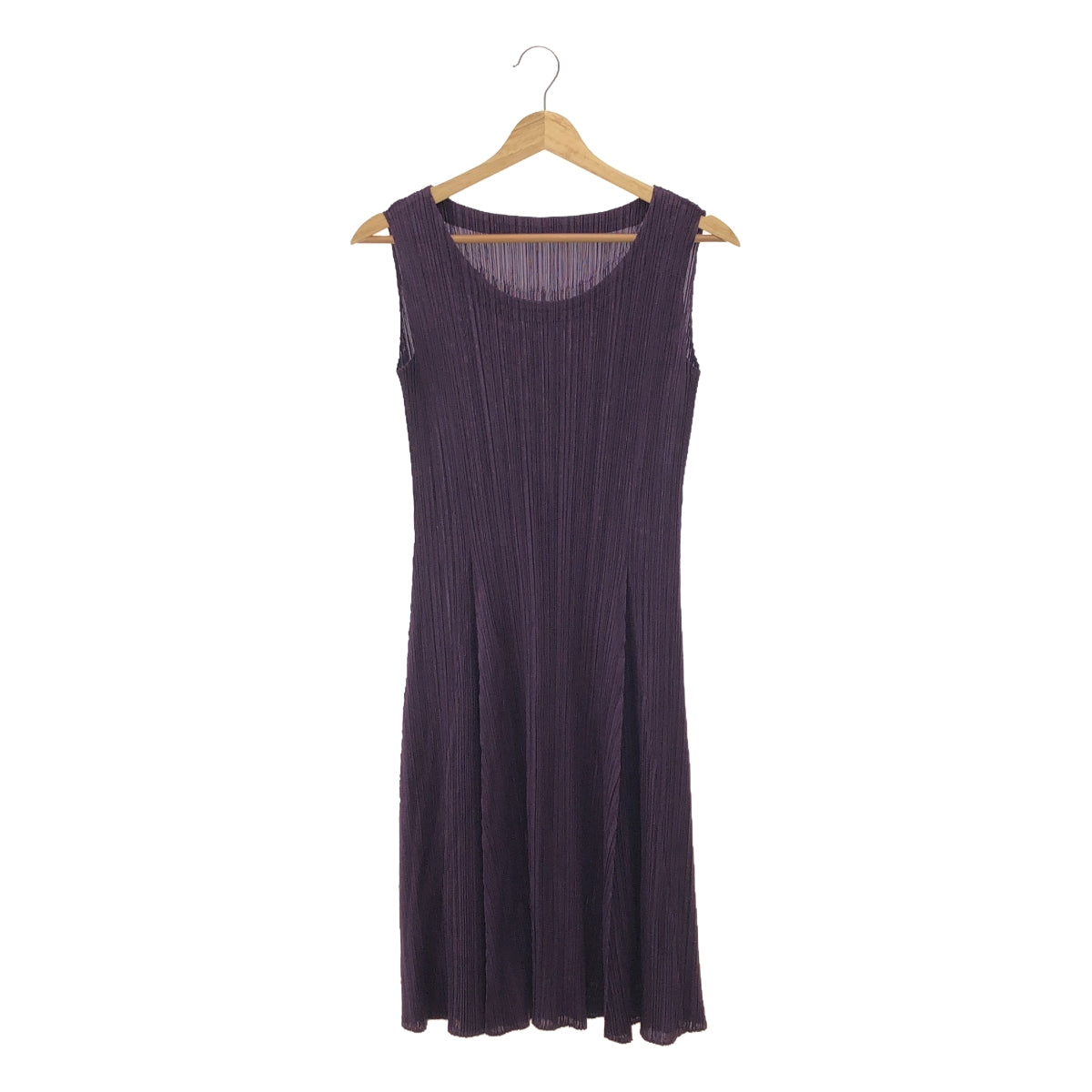 [Good Condition] PLEATS PLEASE ISSEY MIYAKE | Pleated Crew Neck Dress | 2 | Purple | Women's