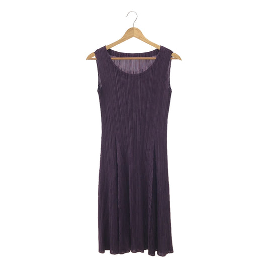 [Good Condition] PLEATS PLEASE ISSEY MIYAKE | Pleated Crew Neck Dress | 2 | Purple | Women's