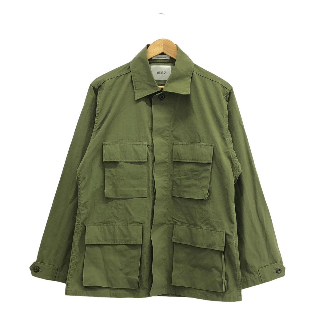 【美品】  WTAPS / ダブルタップス | JUNGLE LS / リップストップ ミリタリー ジャングル シャツ ジャケット | 02 | カーキ | メンズ
