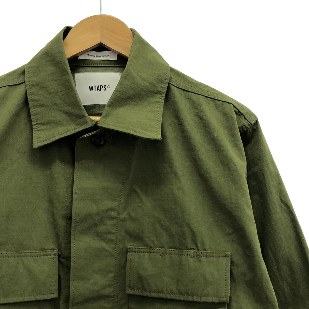 【美品】  WTAPS / ダブルタップス | JUNGLE LS / リップストップ ミリタリー ジャングル シャツ ジャケット | 02 | カーキ | メンズ
