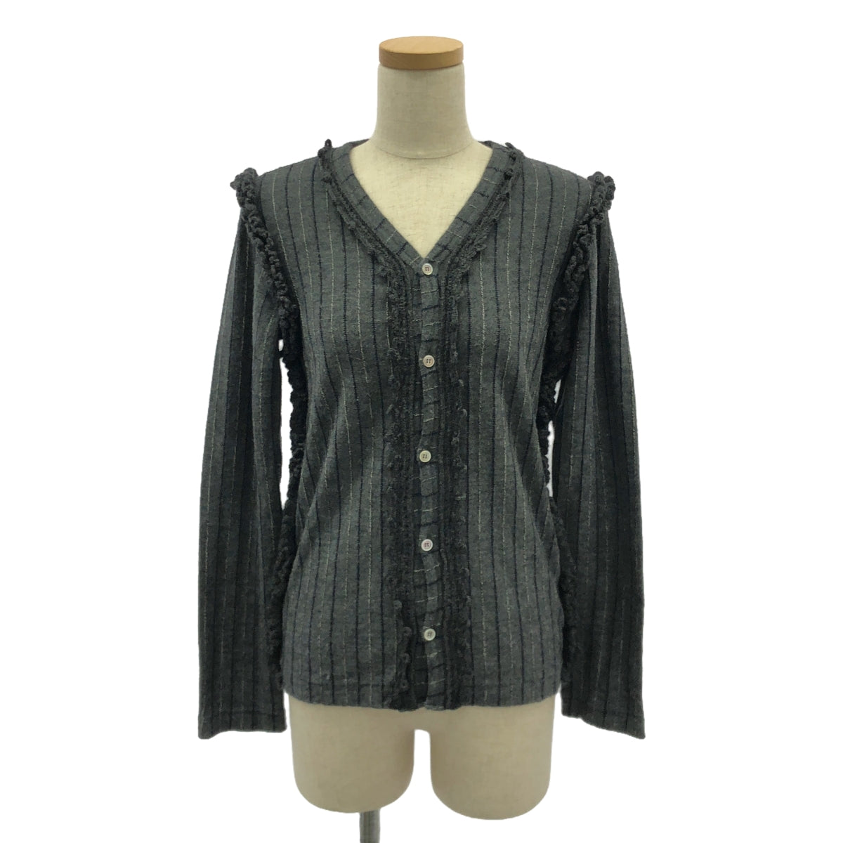 robe de chambre COMME des GARCONS / ローブドシャンブルコムデギャルソン | AD2000 | ウール フリル装飾 ニット カーディガン | グレー | レディース