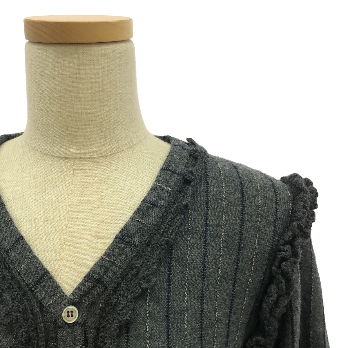 robe de chambre COMME des GARCONS / ローブドシャンブルコムデギャルソン | AD2000 | ウール フリル装飾 ニット カーディガン | グレー robe de chambre COMME des GARCONS / ローブドシャンブル