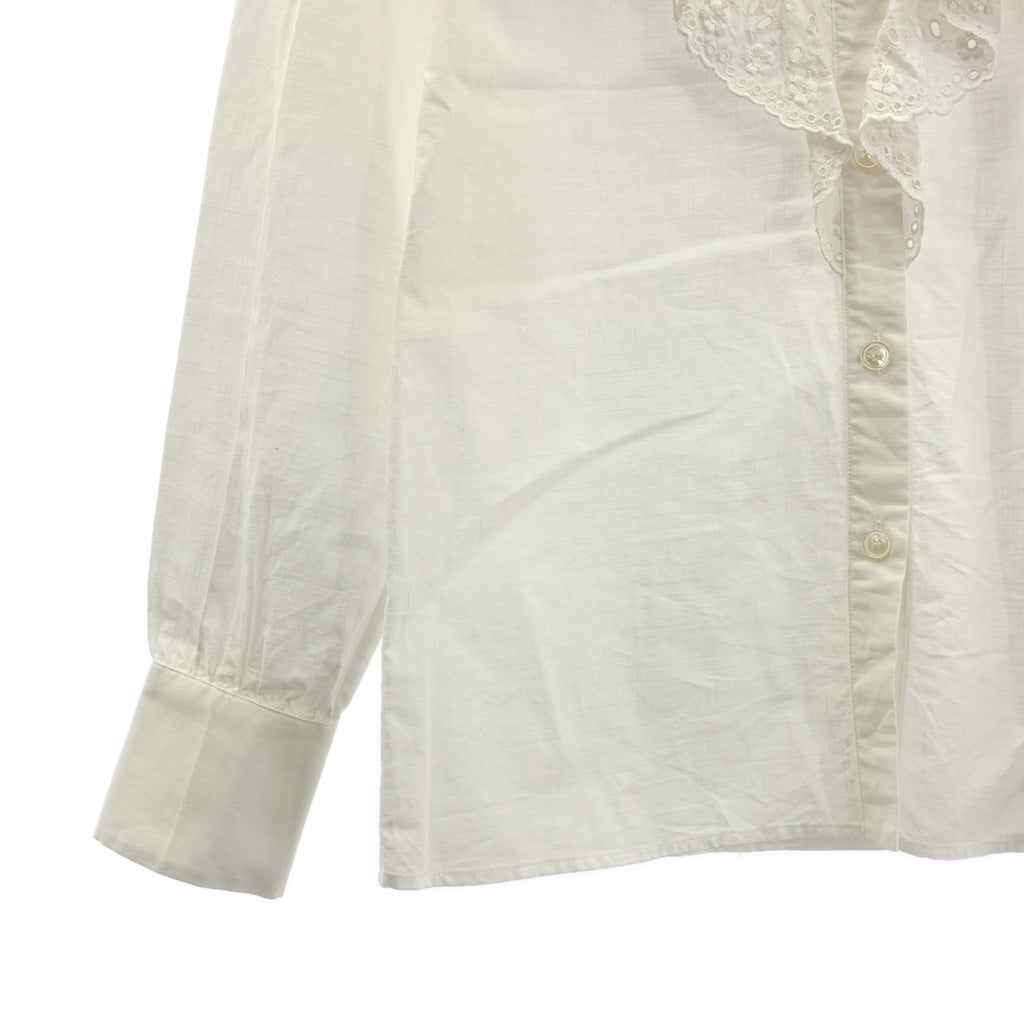 CELINE / 셀린느 | 레이스 자수 핀탁 프릴 블라우스 | 34 | 여성