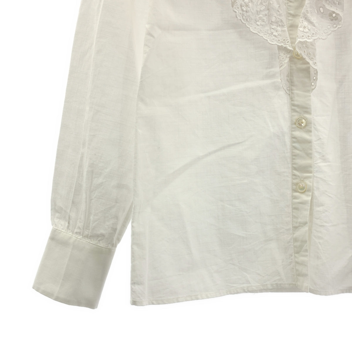 CELINE / 셀린느 | 레이스 자수 핀탁 프릴 블라우스 | 34 | 여성