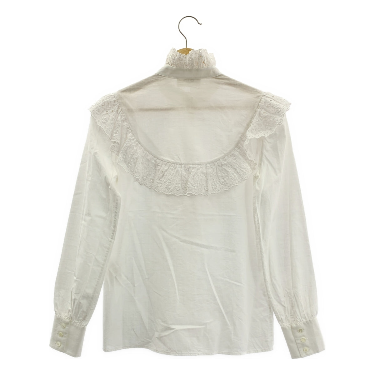CELINE / 셀린느 | 레이스 자수 핀탁 프릴 블라우스 | 34 | 여성