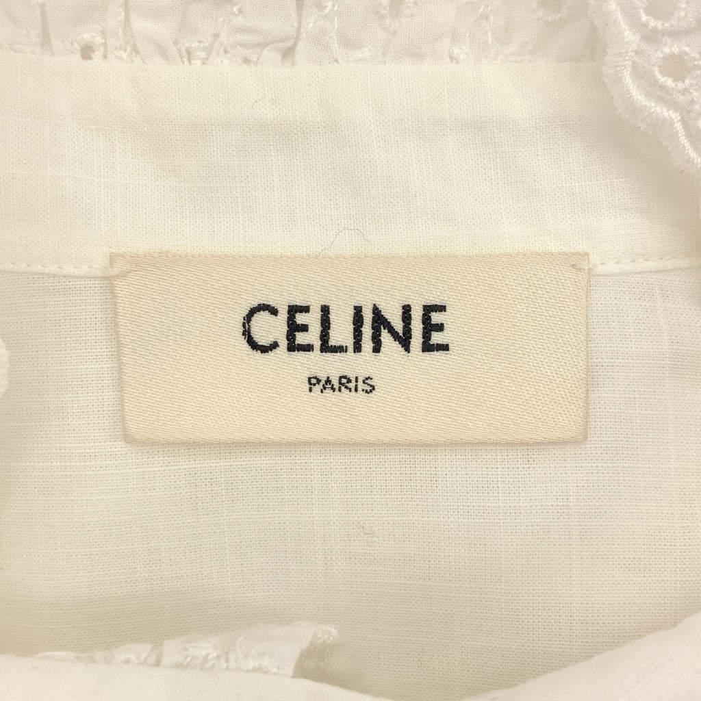 CELINE / 셀린느 | 레이스 자수 핀탁 프릴 블라우스 | 34 | 여성