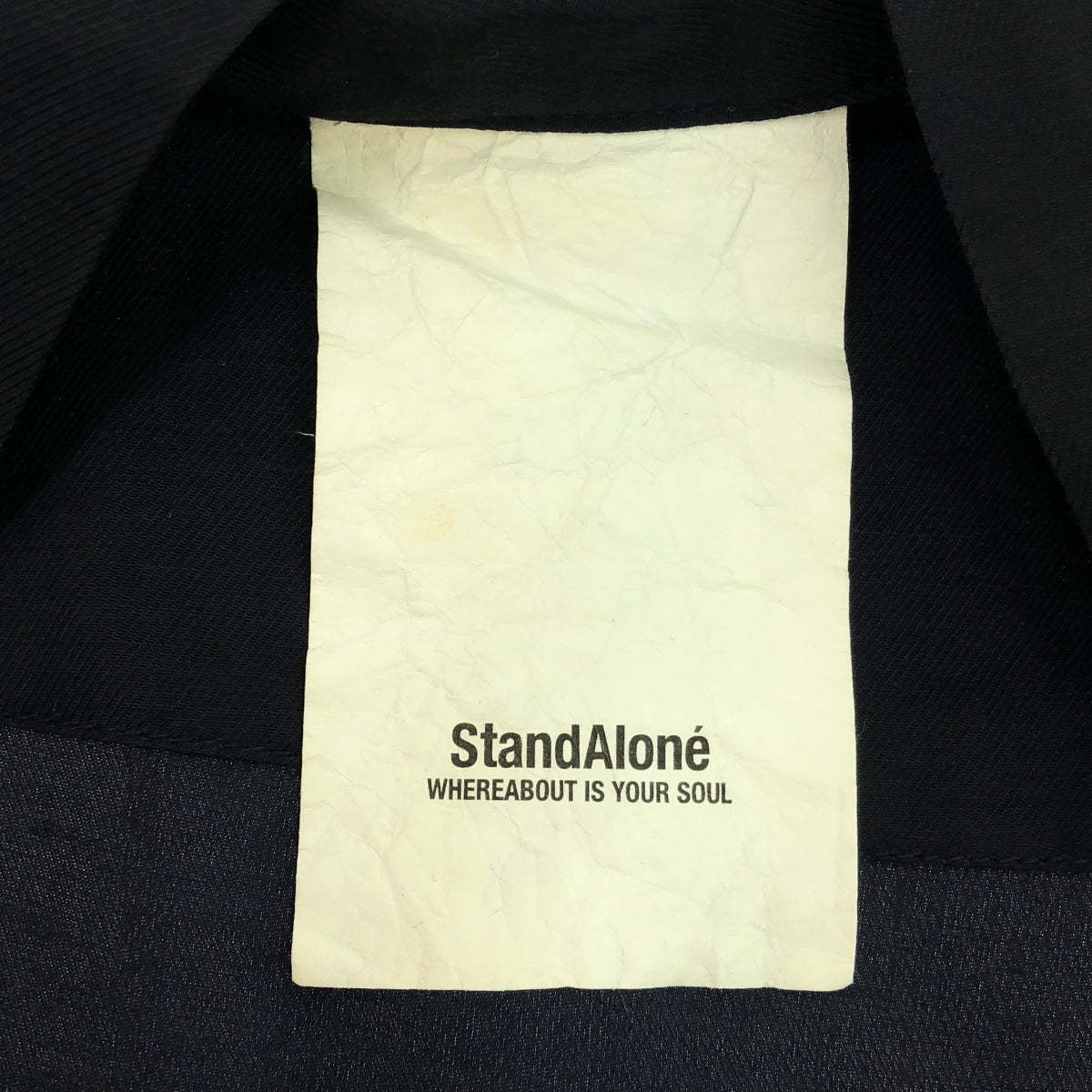 STAND ALONE | Linen blend no-collar gown shirt | Navy | Women's