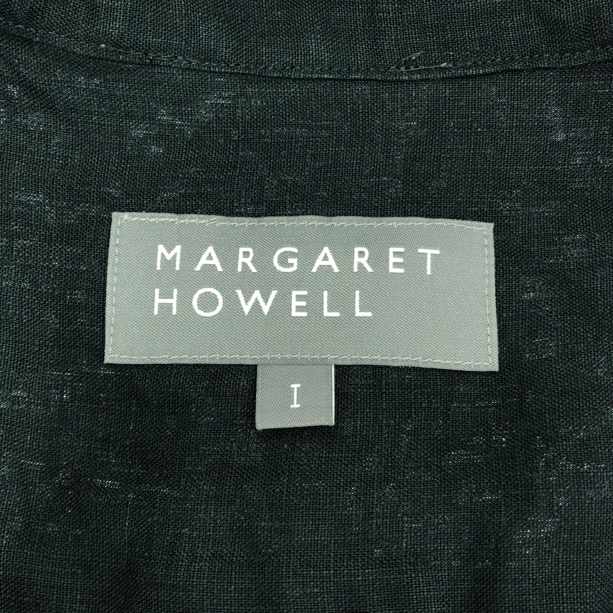 MARGARET HOWELL / マーガレットハウエル | SHIRTING LINEN シーチング リネン バンドカラー シャツ | 1 | ブラック | レディース