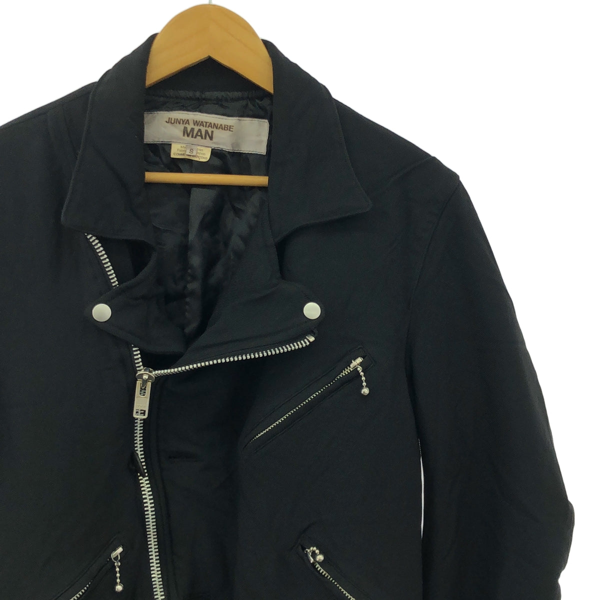 [品相良好] JUNYA WATANABE MAN | 2023秋冬 | Ester Serge 產品染色騎士外套 | S |黑色 |男士