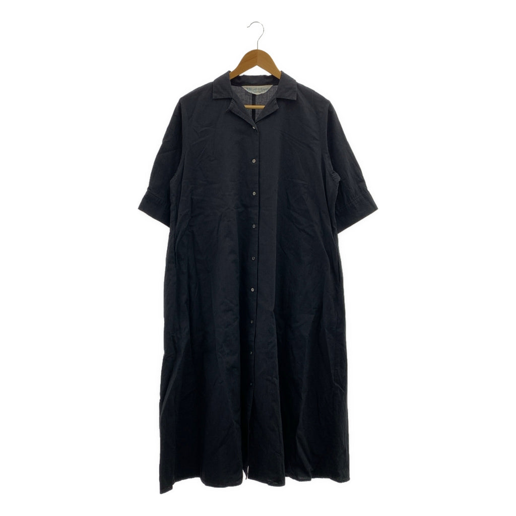 MidiUmi | 棉麻開領襯衫裙，附口袋 | F碼 | 女款