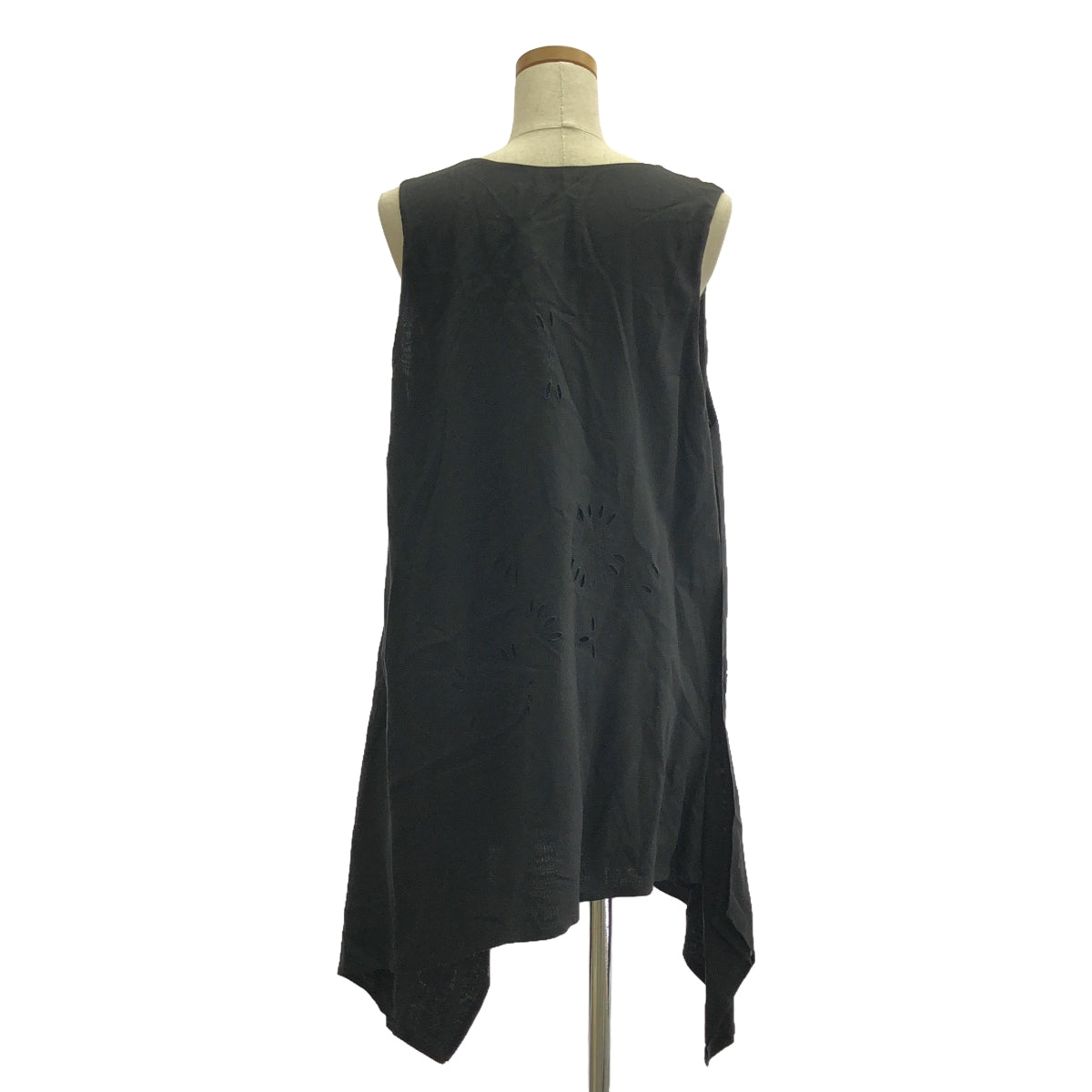 [Good Condition] Y's / Y's Yohji Yamamoto | SLEEVELESS WRAP TOP Cutwork Lace Blouse | 2 | Black | Women's