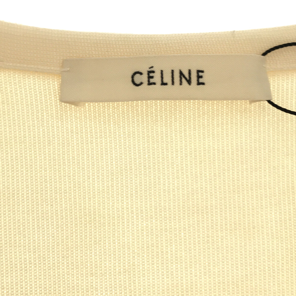 [新品] CELINE |菲比時期胸袋V領針織| S |米白色 |女的