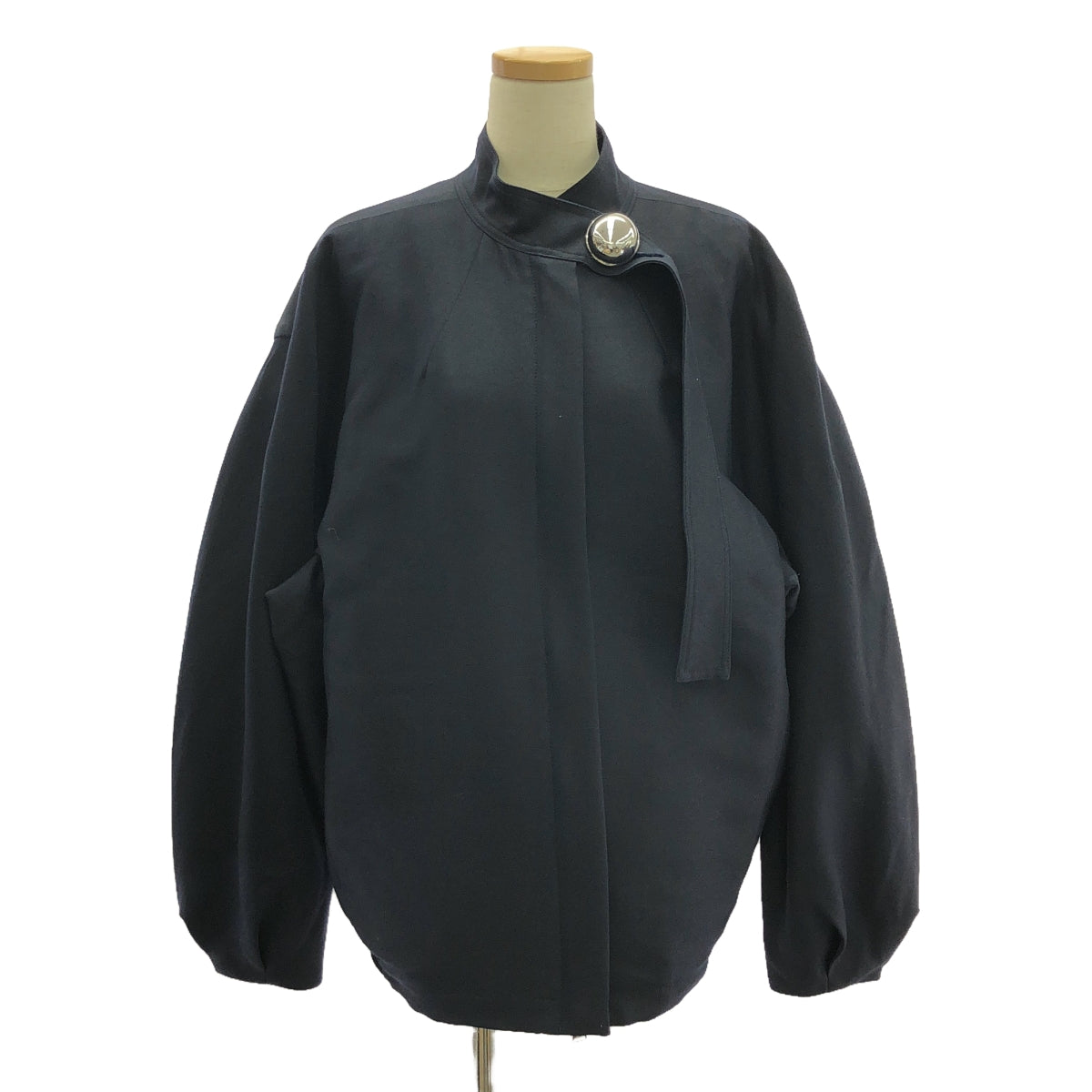 【美品】  HARUNOBUMURATA / ハルノブムラタ | IVANA - ROUND SHAPED ZIP UP WOOL BLOUSON / ジップ ロングジャケット | 38 | Navy | レディース