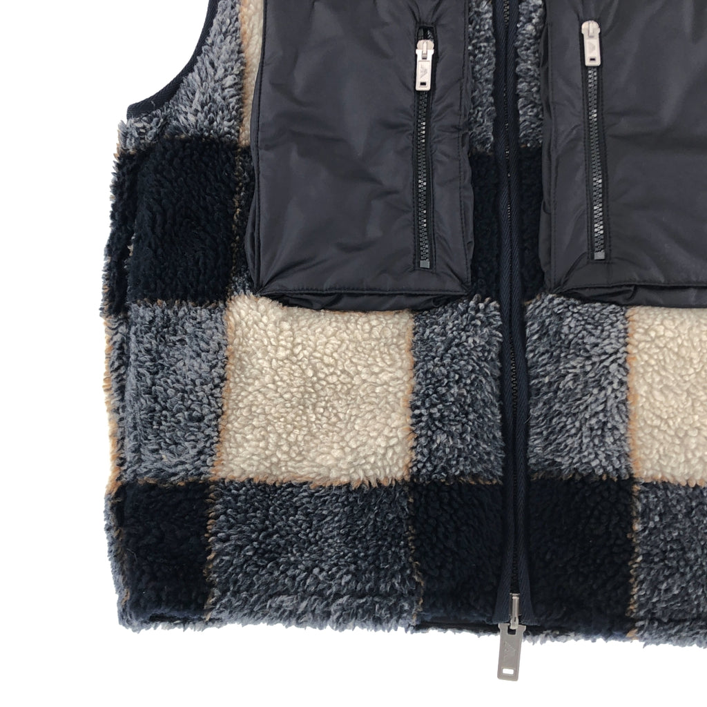 EMPORIO ARMANI / エンポリオアルマーニ | リバーシブル 異素材 切替 ボア ロゴジップ ベスト | 48 | メンズ