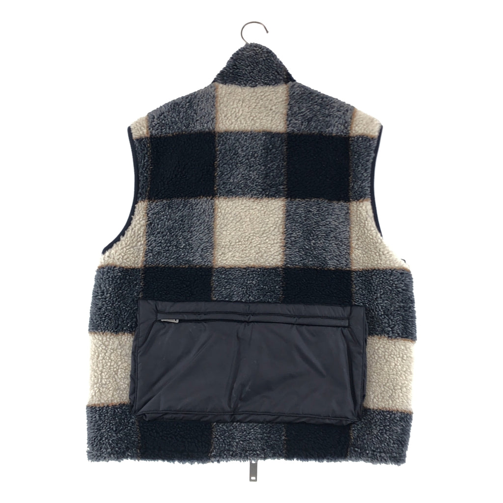 EMPORIO ARMANI / エンポリオアルマーニ | リバーシブル 異素材 切替 ボア ロゴジップ ベスト | 48 | メンズ