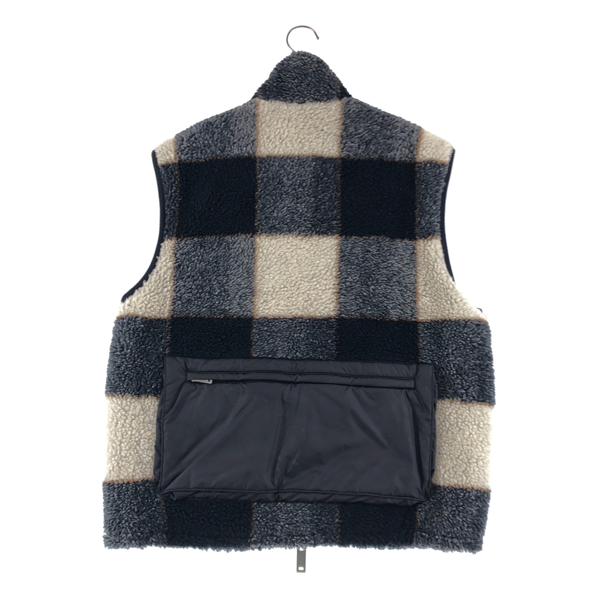 EMPORIO ARMANI / エンポリオアルマーニ | リバーシブル 異素材 切替 ボア ロゴジップ ベスト | 48 | メンズ