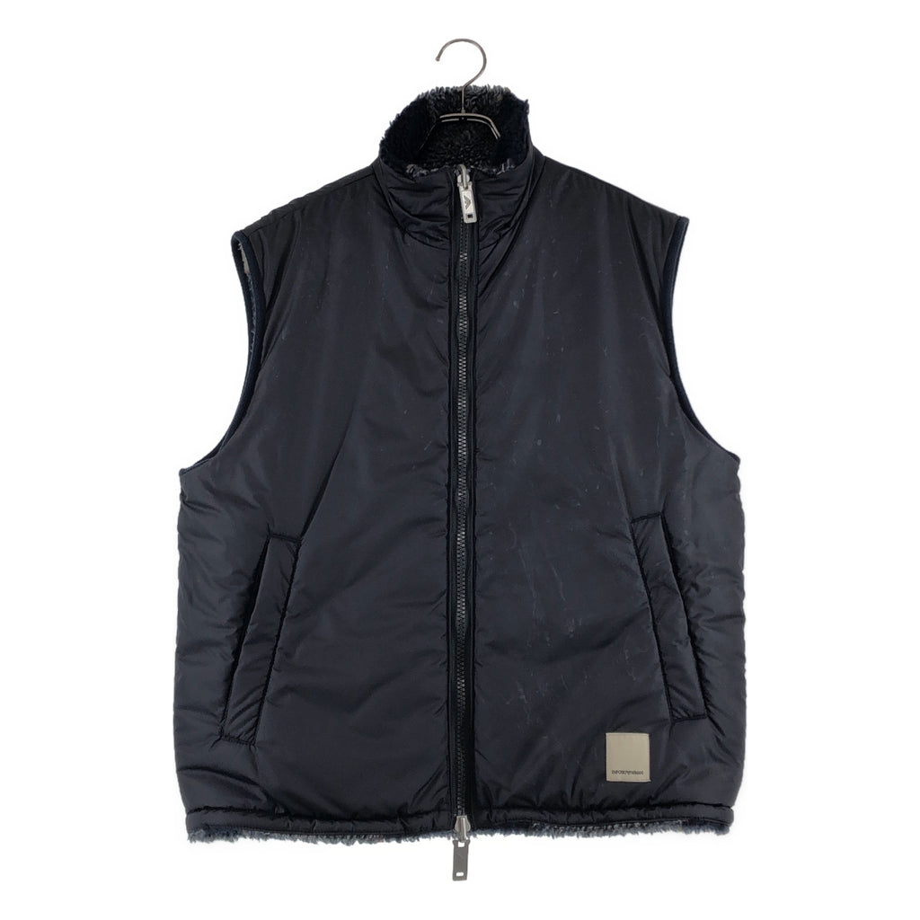 EMPORIO ARMANI / エンポリオアルマーニ | リバーシブル 異素材 切替 ボア ロゴジップ ベスト | 48 | メンズ