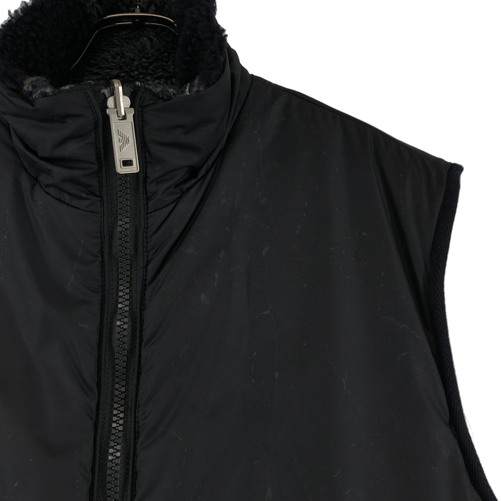 EMPORIO ARMANI / エンポリオアルマーニ | リバーシブル 異素材 切替 ボア ロゴジップ ベスト | 48 | メンズ