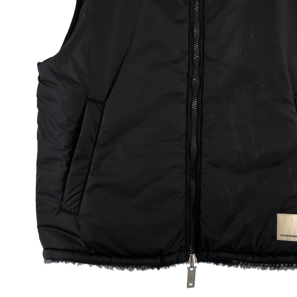 EMPORIO ARMANI / エンポリオアルマーニ | リバーシブル 異素材 切替 ボア ロゴジップ ベスト | 48 | メンズ