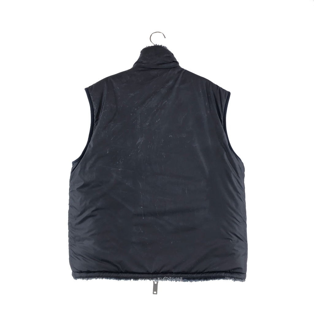 EMPORIO ARMANI / エンポリオアルマーニ | リバーシブル 異素材 切替 ボア ロゴジップ ベスト | 48 | メンズ