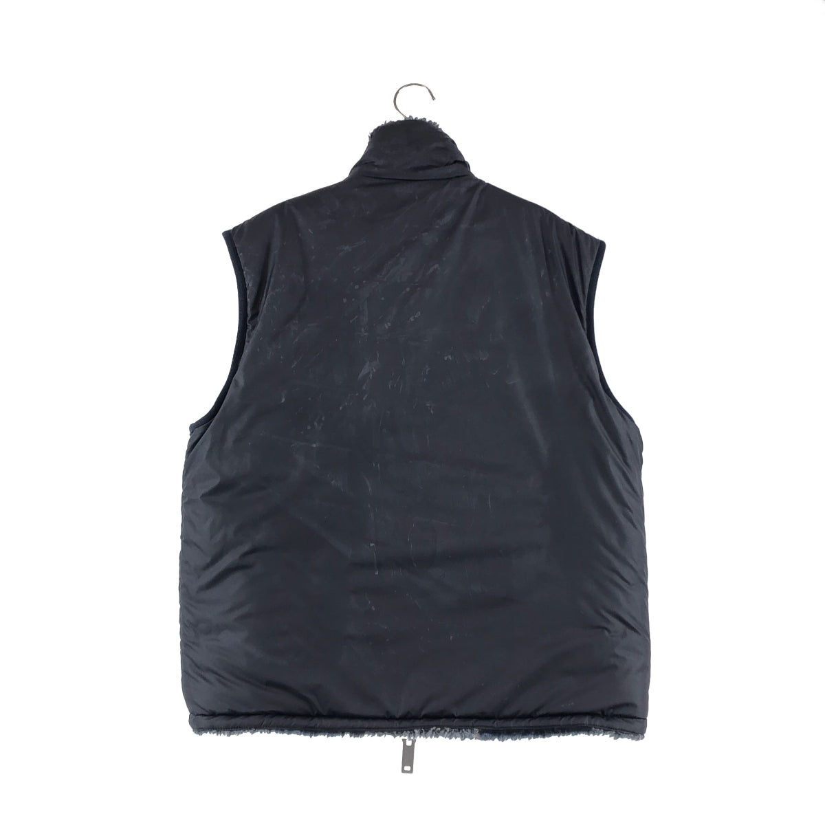 EMPORIO ARMANI / エンポリオアルマーニ | リバーシブル 異素材 切替 ボア ロゴジップ ベスト | 48 | メンズ