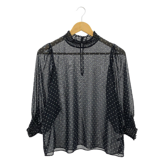 Spick and Span | 2020SS | Shirred Dot Mid-Sleeve Blouse | F | Dark Navy | Women's