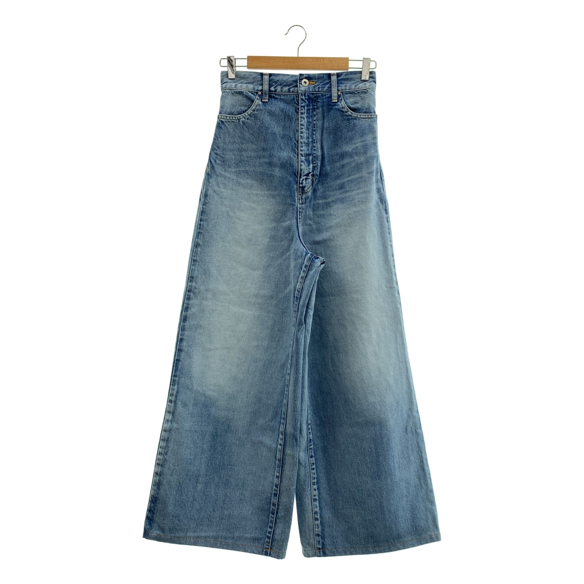 JUHA | AP STUDIO 獨家超高腰皮革標誌貼片牛仔寬褲 | 靛藍 | 女款