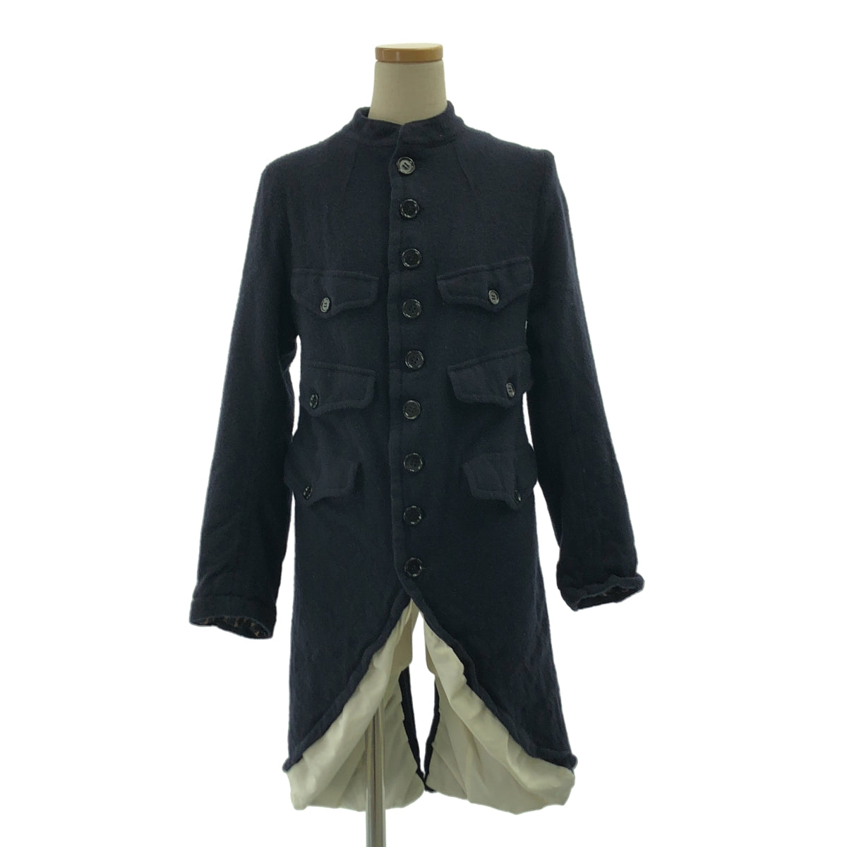 tao COMME des GARCONS / タオコムデギャルソン | 2023AW | ウール 縮絨 変形 スタンドカラー シングル ロングジャケット / 総裏地 | M | レディース