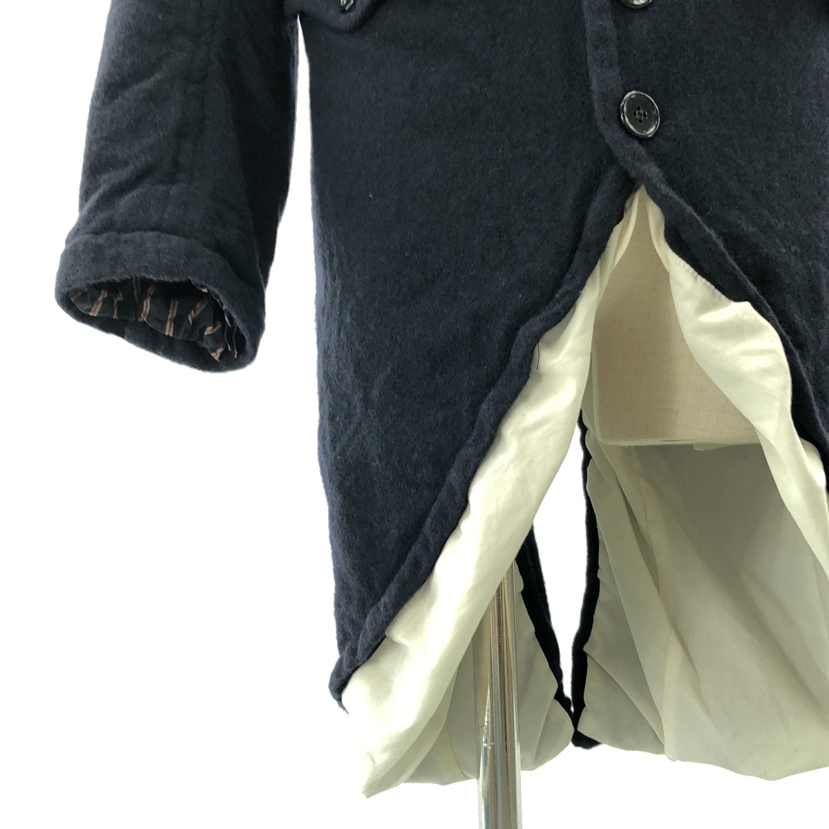 tao COMME des GARCONS / タオコムデギャルソン | 2023AW | ウール 縮絨 変形 スタンドカラー シングル ロングジャケット / 総裏地 | M | レディース