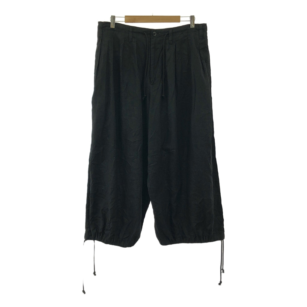 YOHJI YAMAMOTO POUR HOMME / 요우지야마모토풀 옴므 | 2019SS | 와셔 드로우 스트링 턱 와이드 풍선 바지 | 2 | 블랙 | 남성