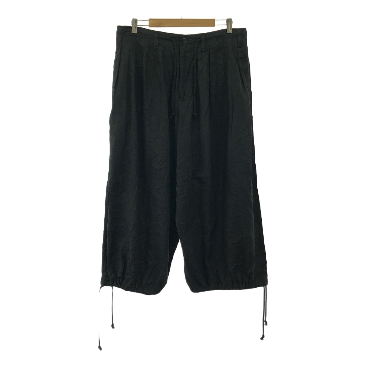 YOHJI YAMAMOTO POUR HOMME / ヨウジヤマモトプールオム | 2019SS | ワッシャー ドローストリング タック ワイドバルーンパンツ | 2 | ブラック | メンズ