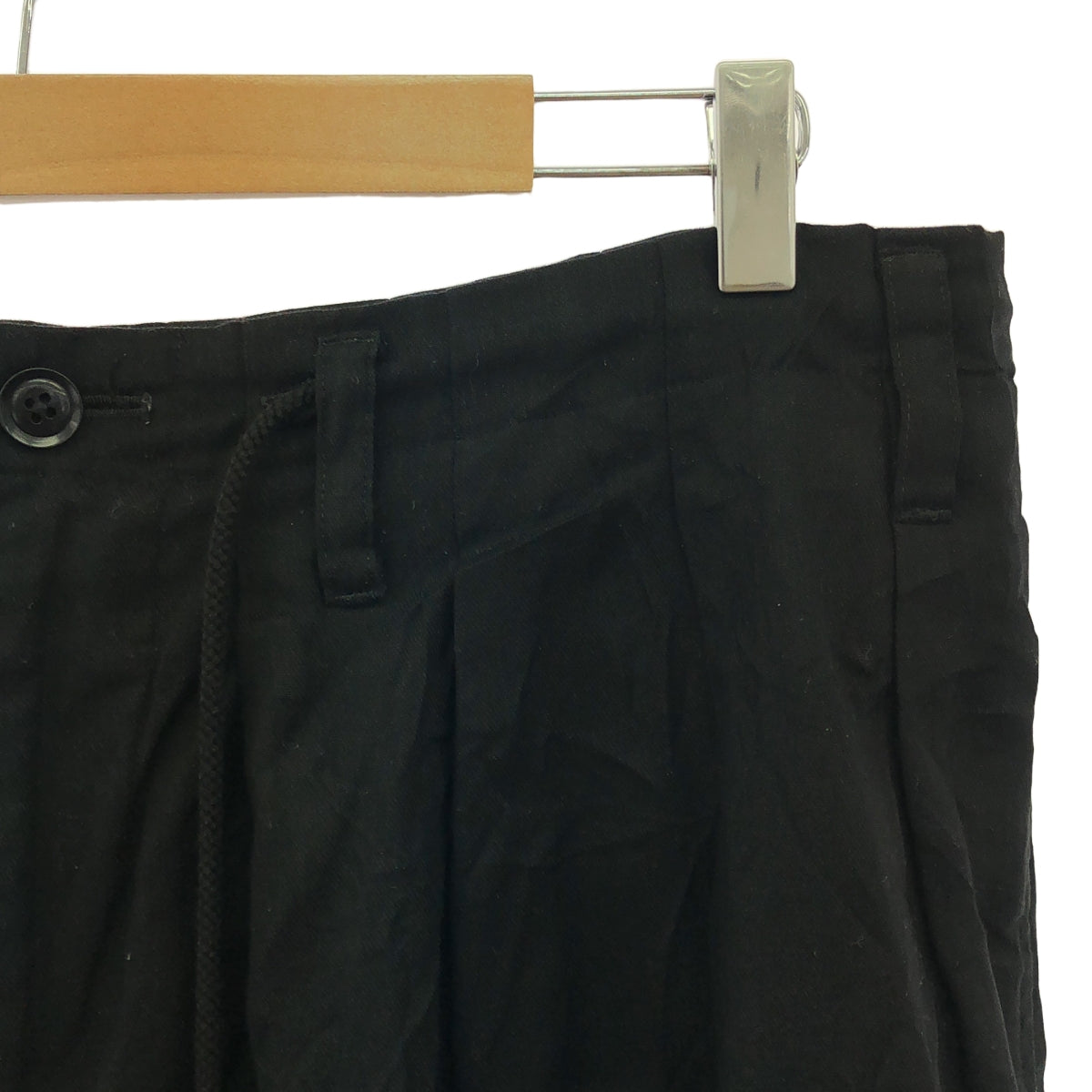 YOHJI YAMAMOTO POUR HOMME / ヨウジヤマモトプールオム | 2019SS | ワッシャー ドローストリング タック ワイドバルーンパンツ | 2 | ブラック | メンズ