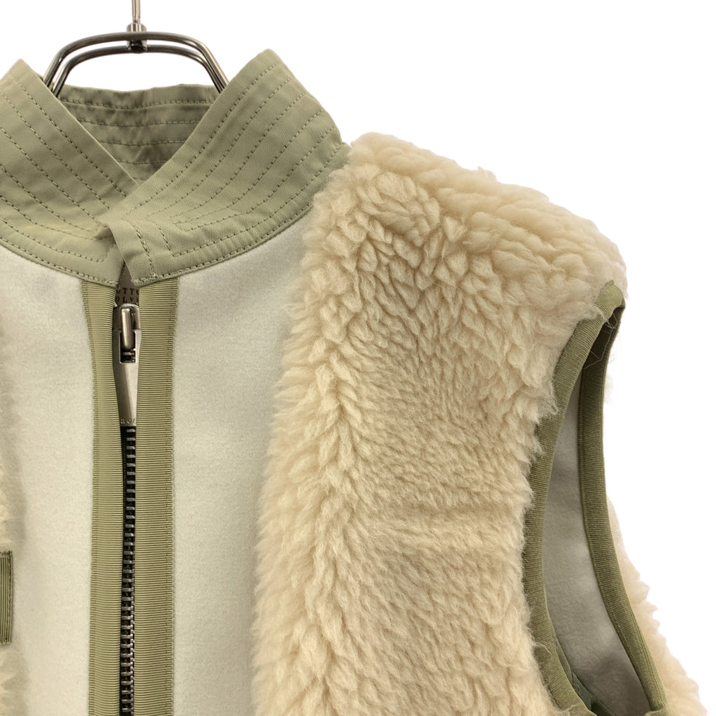 sacai / サカイ | 2022AW | 異素材ドッキング レイヤード ボア ロングベスト | 1 | レディース