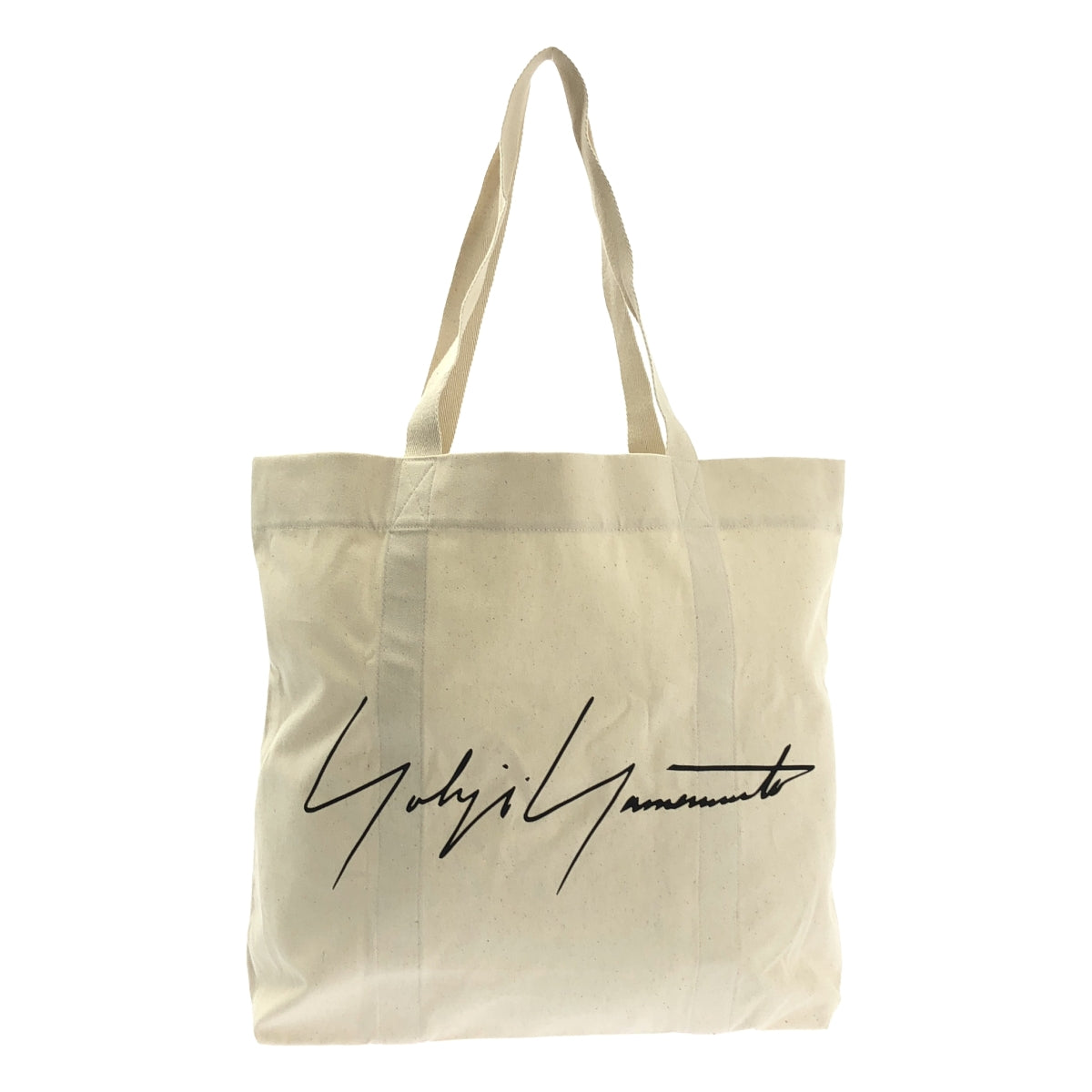 [狀況極佳] 山本耀司 | 標誌印花帆布手提包 | 象牙色 | 女款