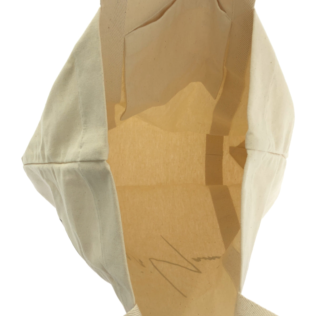 [狀況極佳] 山本耀司 | 標誌印花帆布手提包 | 象牙色 | 女款