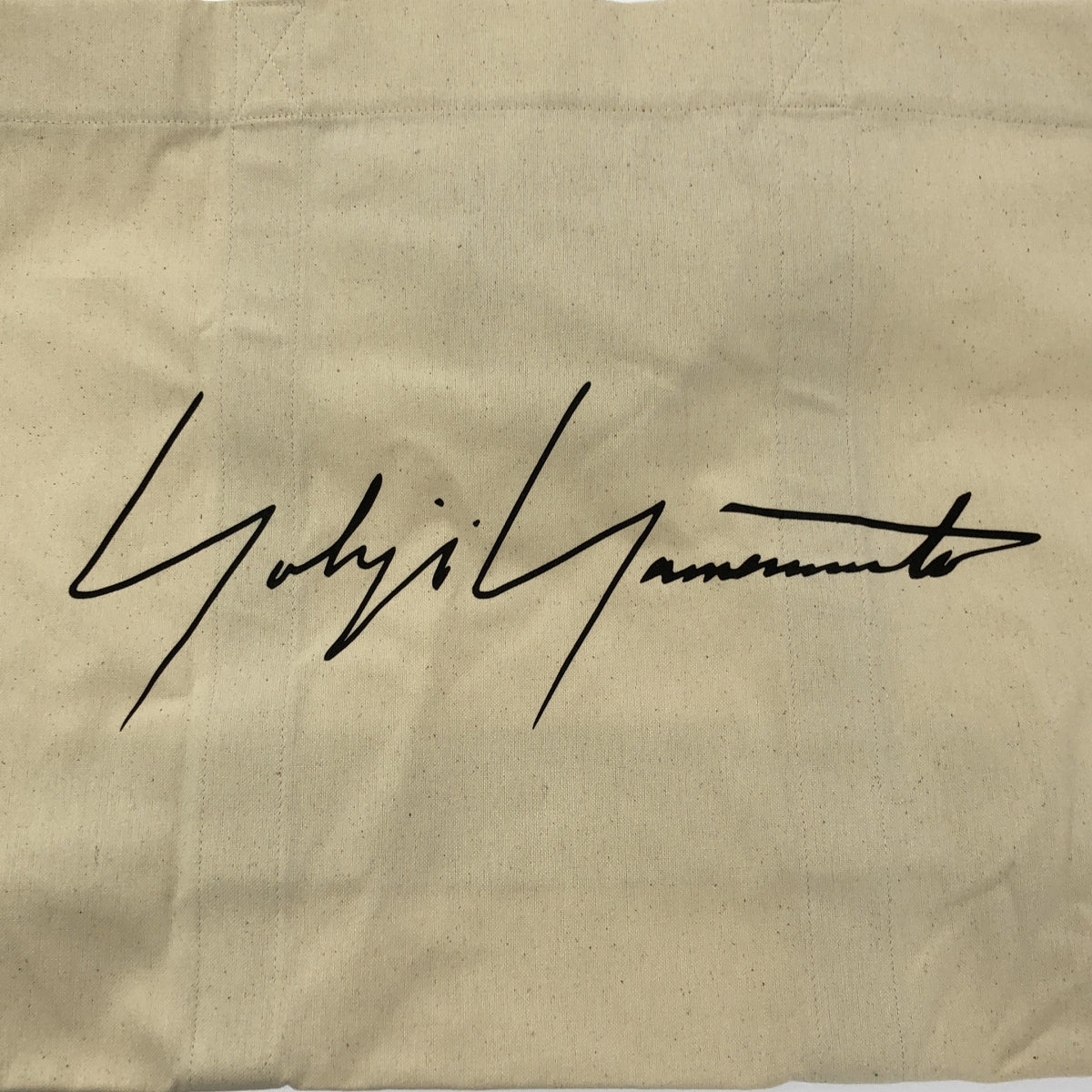 [狀況極佳] 山本耀司 | 標誌印花帆布手提包 | 象牙色 | 女款