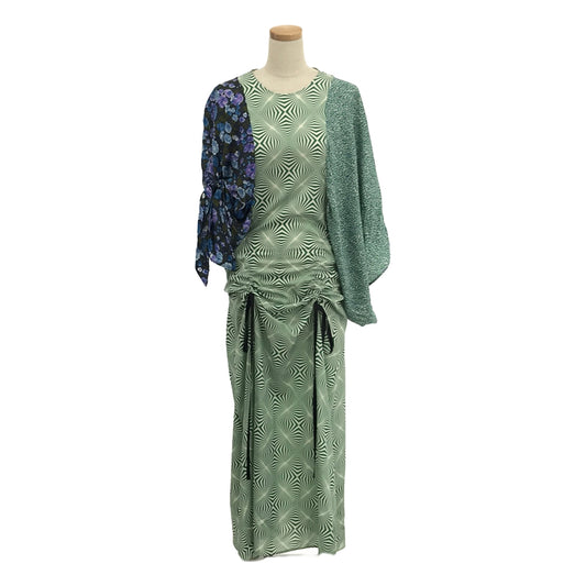 [Good Condition] RENATA BRENHA | Gathered Asymmetrical Long Dress | S | Green/Blue/White | Women's