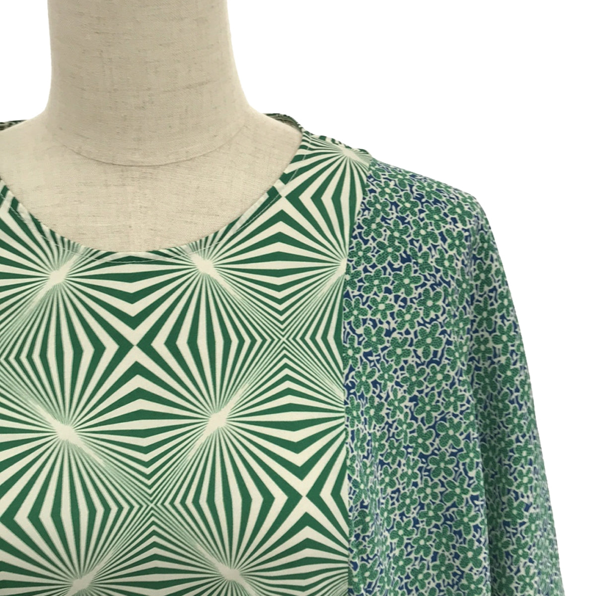 【美品】  RENATA BRENHA / レナータブレナ | ギャザー アシンメトリーロングワンピース | S | グリーン/ブルー/ホワイト | レディース