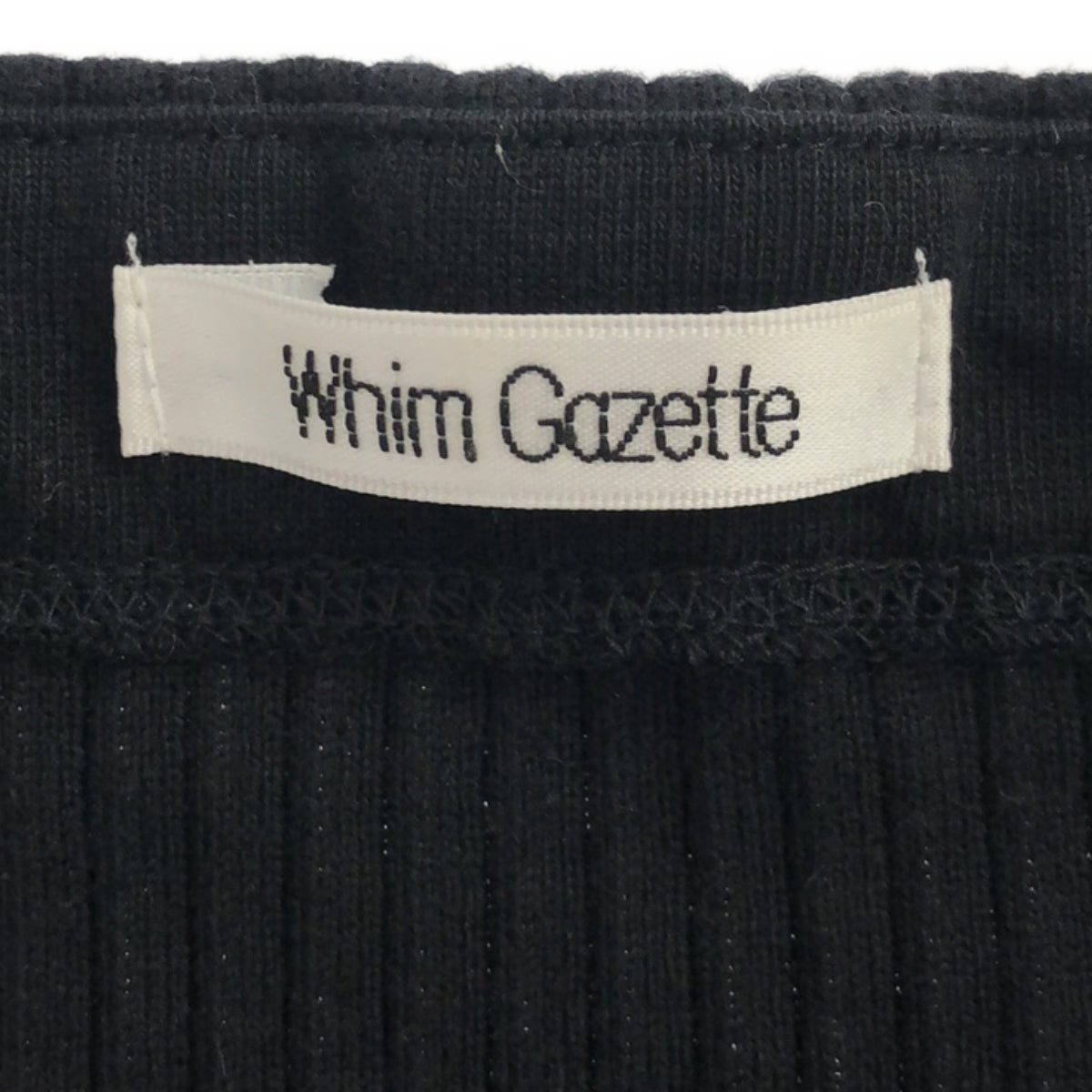 Whim Gazette | Cotton Rib Lace-up Off-the-shoulder Long Sleeve Cut-and-Sew | F | Black | Women's