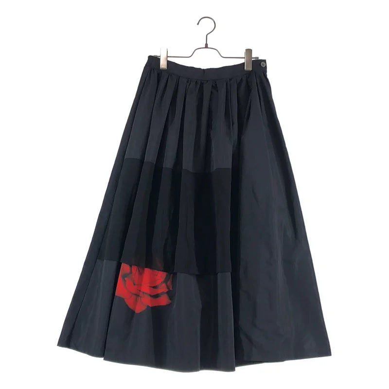 SUNAOKUWAHARA / スナオクワハラ | フラワープリント アシンメトリー シアー切替 スカート | 2 | レディース